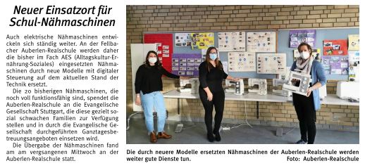 Foto Artikel Nähmaschinenspende