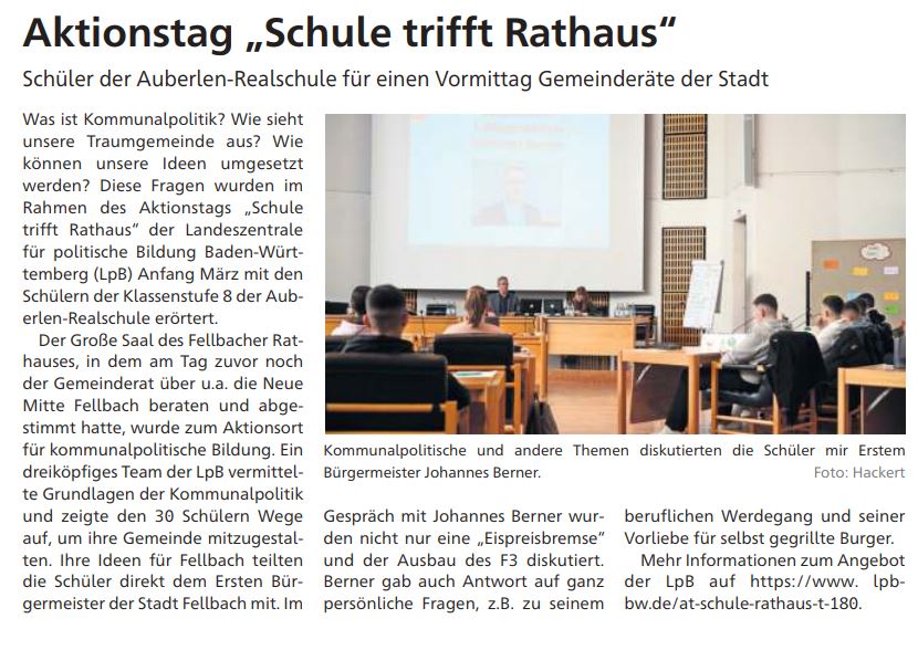 Foto Artikel Schule trifft Rathaus